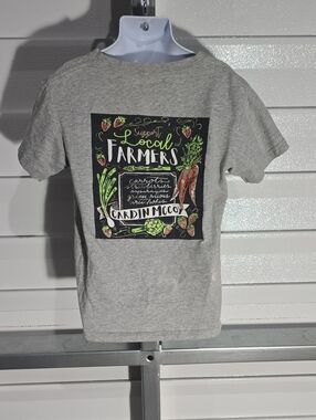 Kids' Gray 'Support Local Farmers' Graphic Tee - Cardin McCoy Size Small